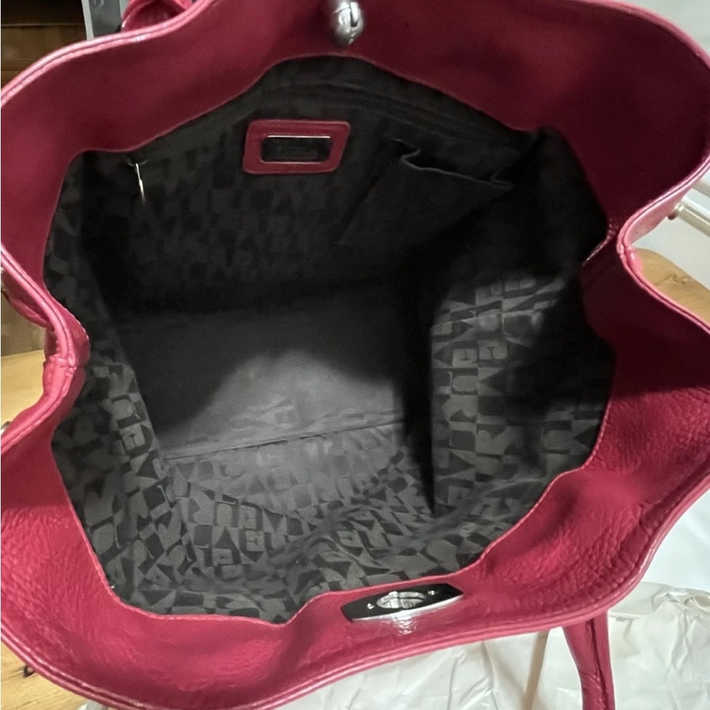FURLA Appaloosa Bag - Raspberry/Dark Pink Pebbled Leather Large Tote Purse - Picture 8 of 16